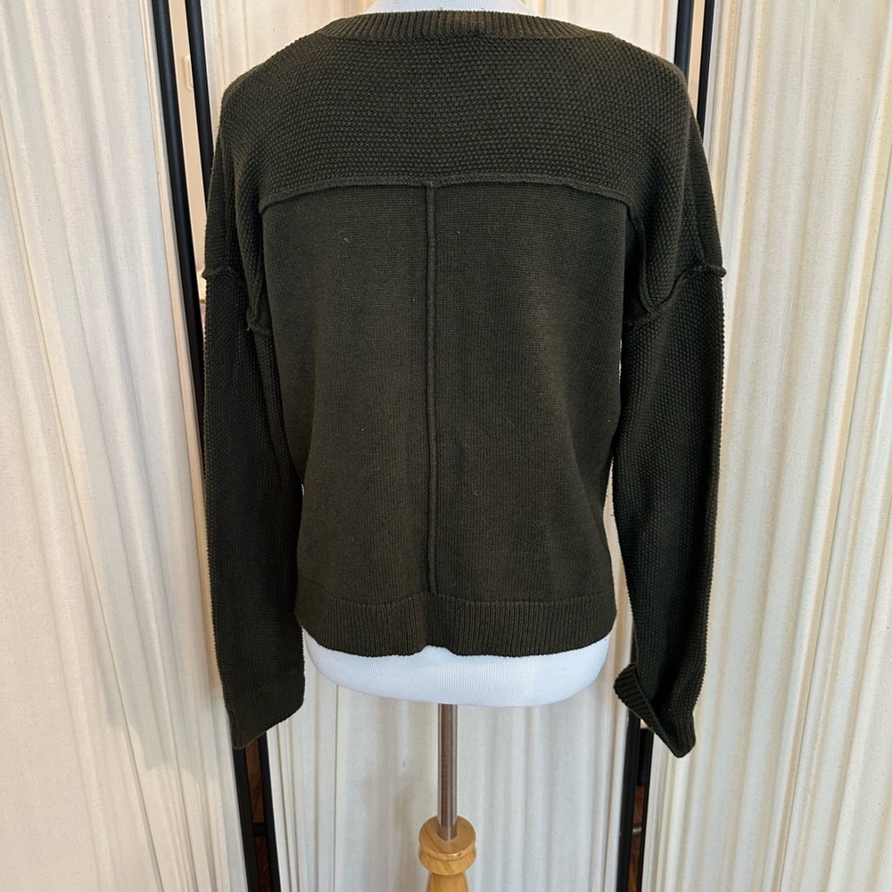 Rails Green Crew Neck Sweater with Ribbed Cuffs - Picture 3 of 4
